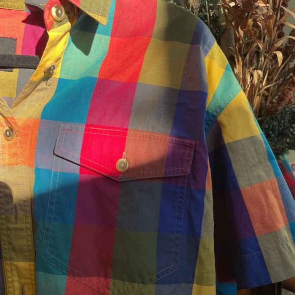 LizSport Petite | Multi-colored Checkered Button Down - 80s Fashion - Picture 4 of 6